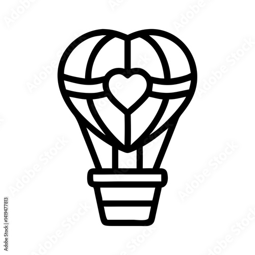 Hot Air Balloon with Heart Basket Icon Design