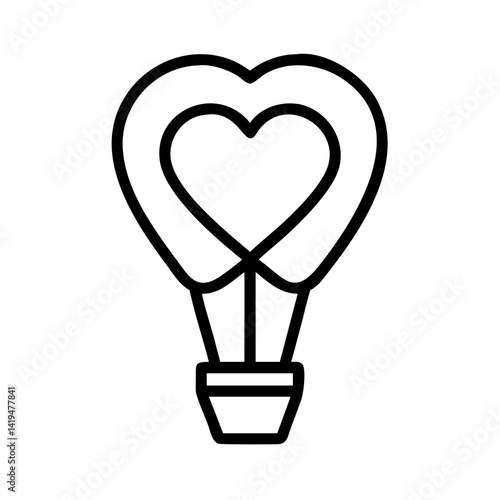Hot Air Balloon with Heart Basket Icon Design