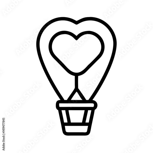 Hot Air Balloon with Heart Basket Icon Design