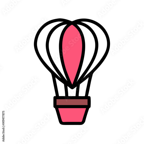 Hot Air Balloon with Heart Basket Icon Design