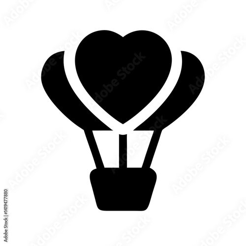 Hot Air Balloon with Heart Basket Icon Design