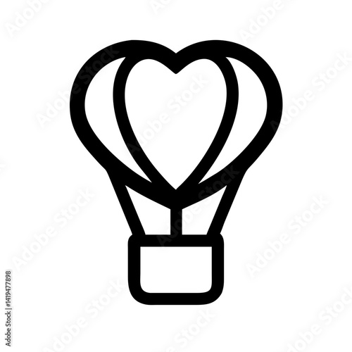 Hot Air Balloon with Heart Basket Icon Design