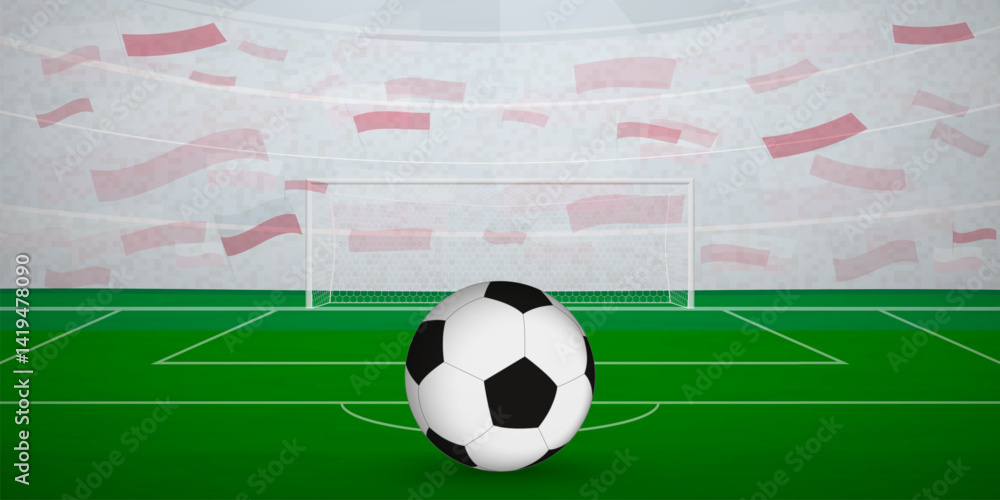 Fototapeta premium Polish Football Arena Full of Fans with National Flags, Sports Event Illustration.