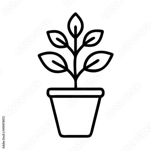Indoor Plant in Round Pot Icon Design