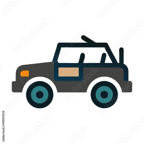 Jeep with Open Roof Icon Design