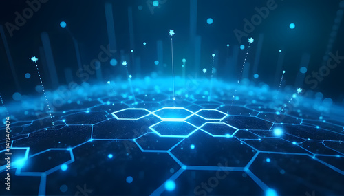 Wallpaper Mural Blue illuminated digital circuit mesh futuristic view Torontodigital.ca