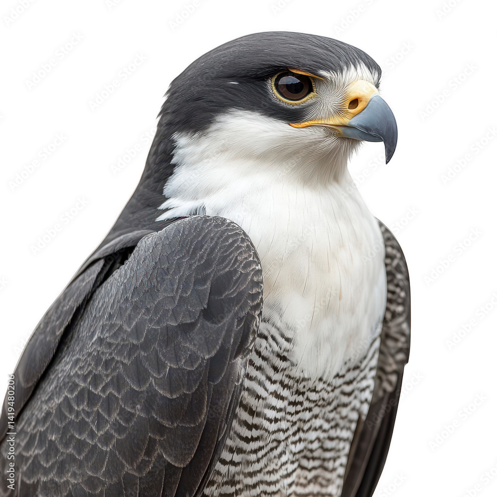 A Majestic Close-Up of a Peregrine Falcon against a Dark Background A Majestic Close-Up of a Peregrine Falcon against a Dark Background