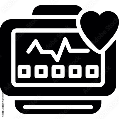 Heart Rate Monitor Glyph Icon