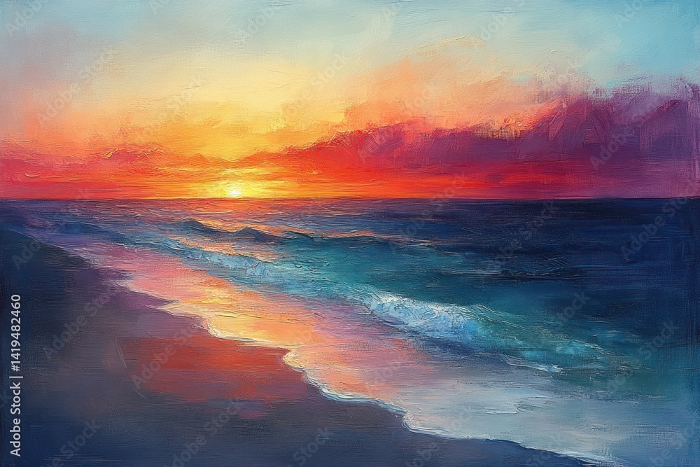 Fototapeta premium Sunset Beach Scene