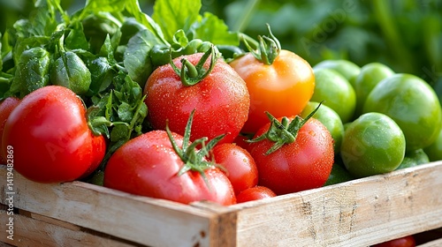 Wallpaper Mural Fresh tomatoes in wooden crate Torontodigital.ca