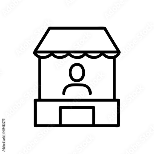 Market Stall with Vendor Icon Design