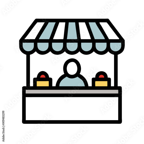 Market Stall with Vendor Icon Design