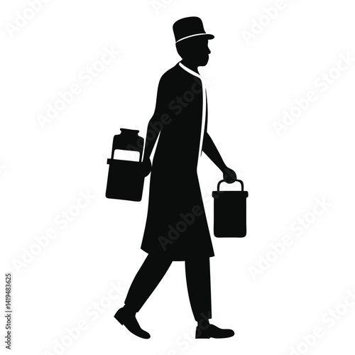mumbai dabbawala lunchbox delivery silhouette icon