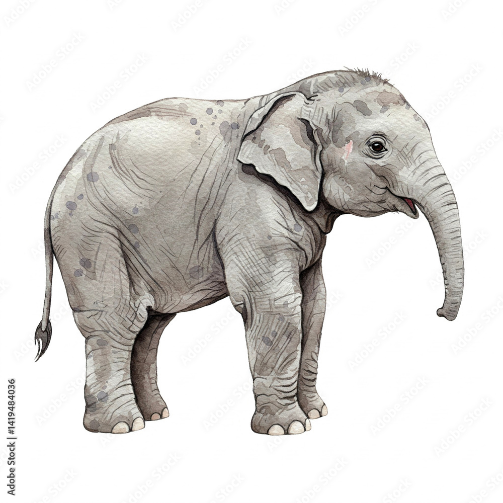 Fototapeta premium Watercolor Baby Elephant Illustration for Nursery Decor and Kids' Books