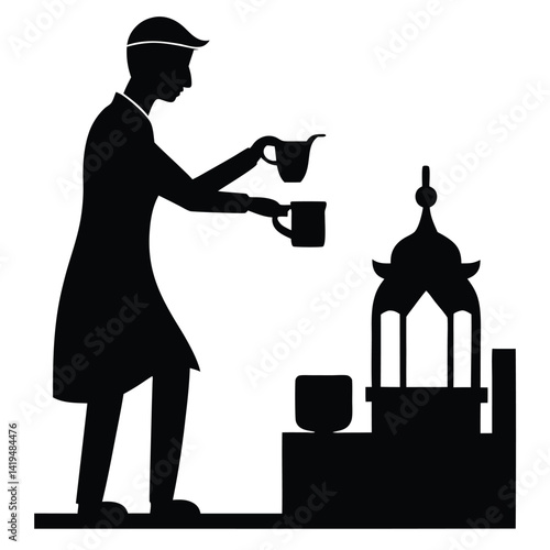 mumbai tea seller silhouette man pouring chai icon