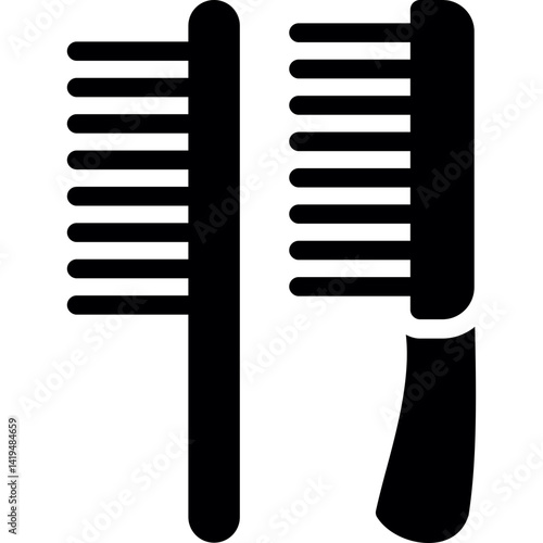 Hair Parting Comb Glyph Icon