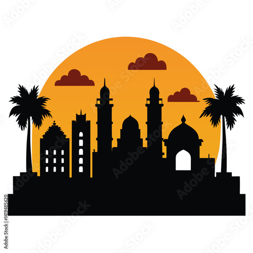 mumbai sunset skyline silhouette city architecture