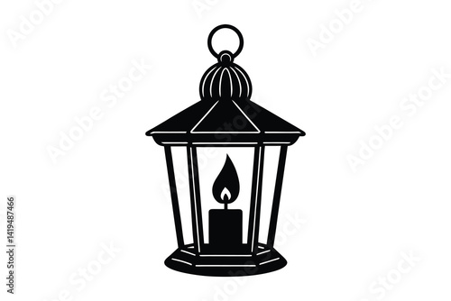 Candle lamp silhouette vector illustration on white background