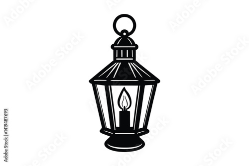 Candle lamp silhouette vector illustration on white background