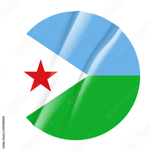 Free Download Flag of Djibouti flag round sticker. 3d illustration wrinkled flag sticker patch transparation png - GFXLoad