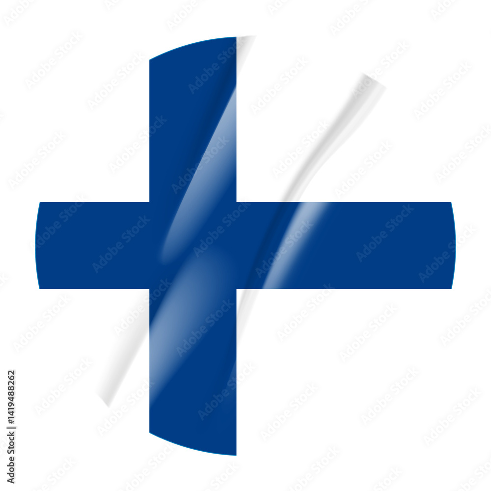 Obraz premium Flag of Finland flag round sticker. 3d illustration wrinkled flag sticker patch transparation png