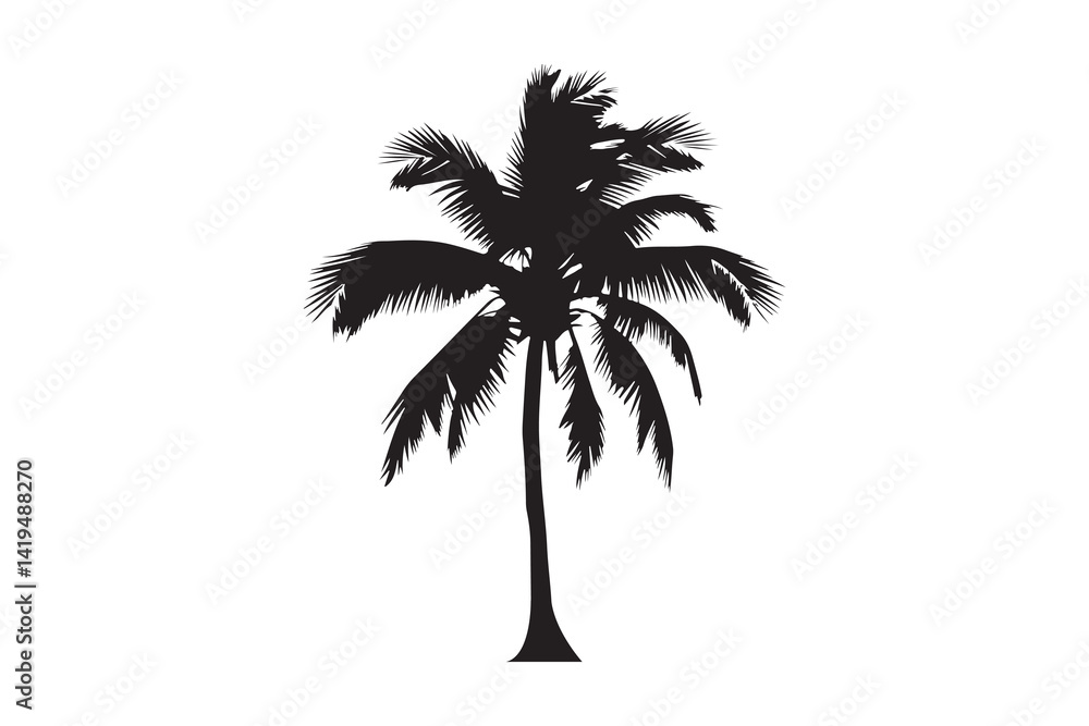 Obraz premium Palm tree art silhouettes with white background
