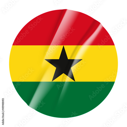 Free Download Flag of Ghana flag round sticker. 3d illustration wrinkled flag sticker patch transparation png - GFXLoad
