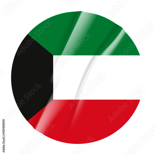 Flag of Kuwait flag round sticker. 3d illustration wrinkled flag sticker patch transparation png Free Download Flag of Kuwait flag round sticker. 3d illustration wrinkled flag sticker patch transparation png - GFXLoad