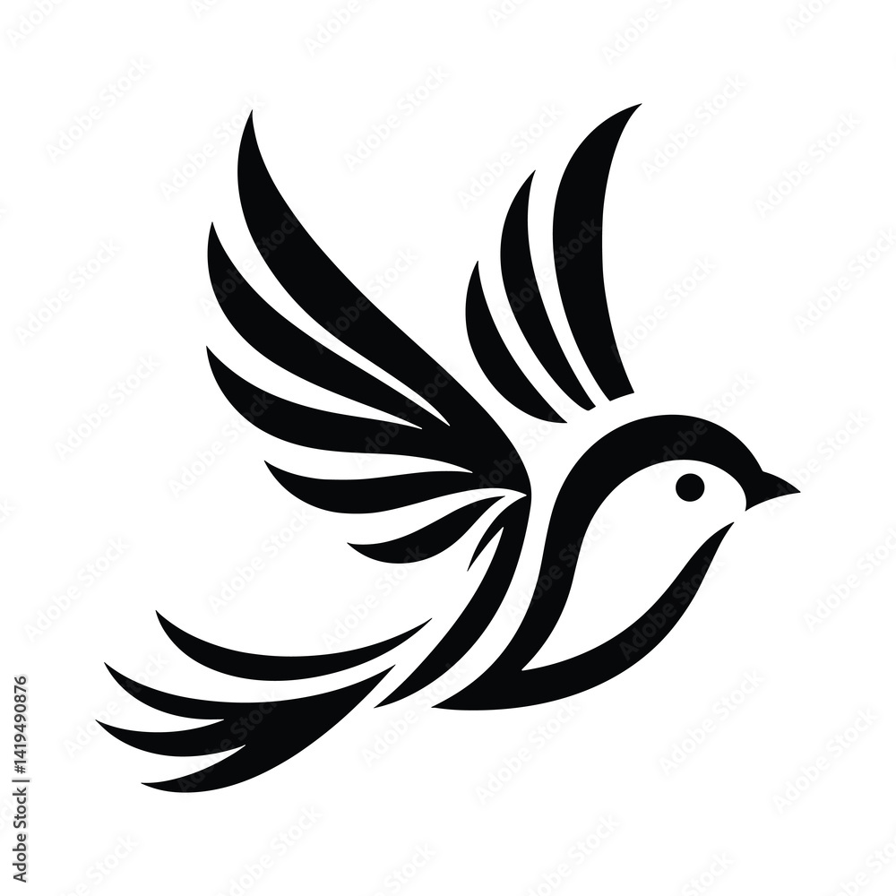 Fototapeta premium Flying Black Bird Vector Illustrator Design