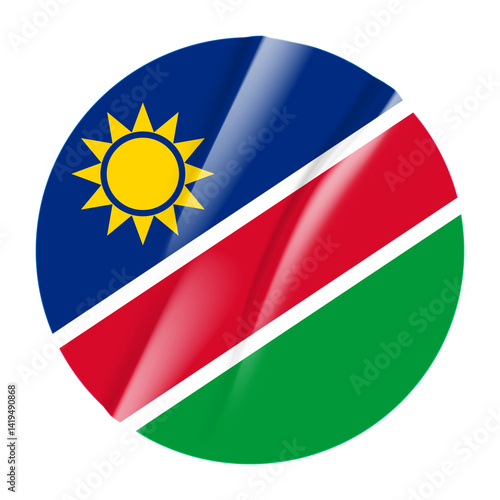 Free Download Flag of Namibia flag round sticker. 3d illustration wrinkled flag sticker patch transparation png - GFXLoad