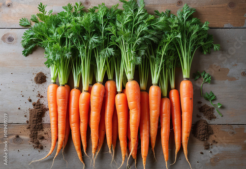 Farm Fresh Carrots on Wood