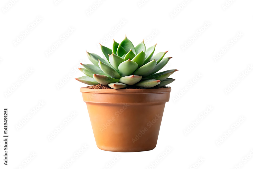 Beautiful Succulent Plant in Terracotta Pot isolated on white background Beautiful Succulent Plant in Terracotta Pot isolated on white background