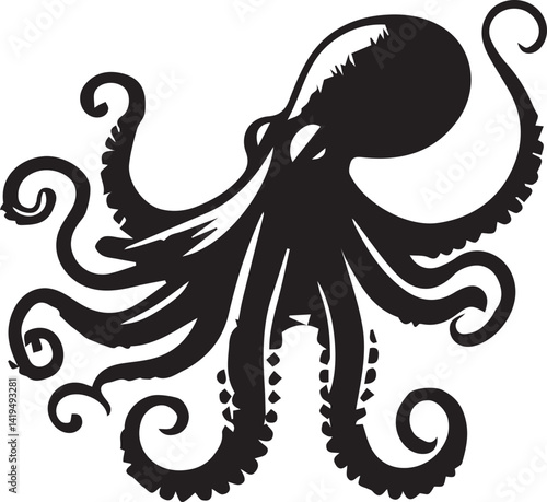 Octopus silhouette vector EPS 