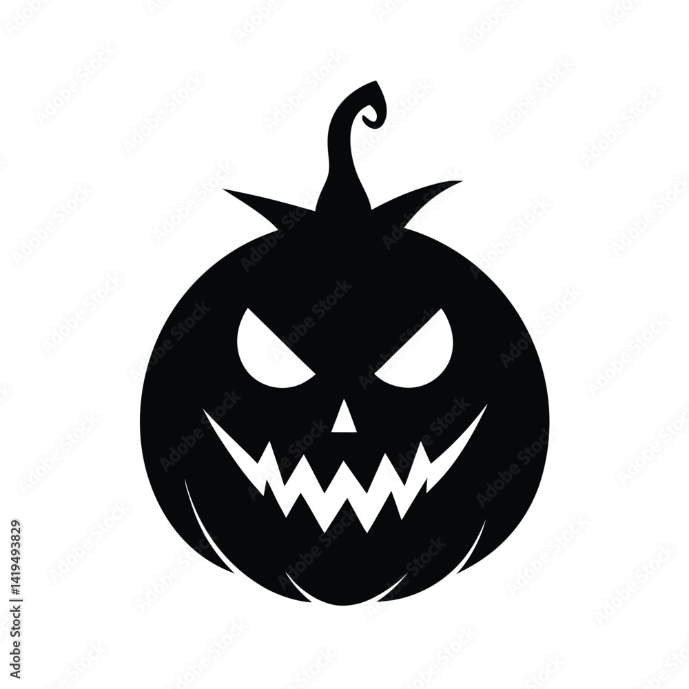 Fototapeta premium Jack O Lantern Pumpkin Silhouette Halloween Vector Design