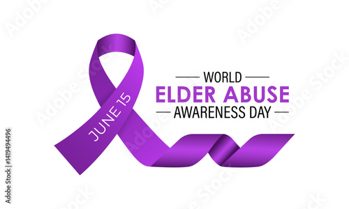 World Elder abuse awareness day is observed every year on June 15. Hand with adult man and Realistic Ribbon. It aims to Promote dignified aging through protection laws  Banner and  background design.