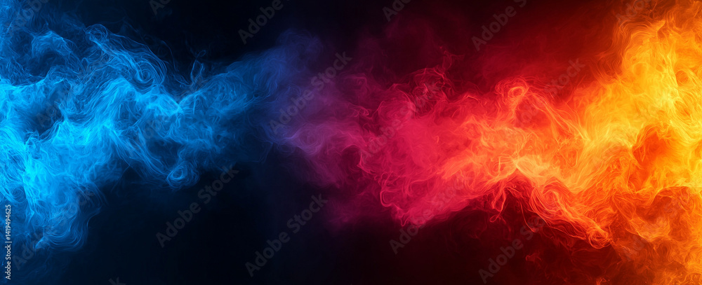 vibrant abstract background featuring swirling smoke in shades of blue, red, and orange, creating dynamic and energetic atmosphere. colors blend seamlessly, evoking sense of movement and depth vibrant abstract background featuring swirling smoke in shades of blue, red, and orange, creating dynamic and energetic atmosphere. colors blend seamlessly, evoking sense of movement and depth