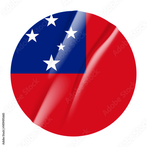 Free Download Flag of Samoa flag round sticker. 3d illustration wrinkled flag sticker patch transparation png - GFXLoad