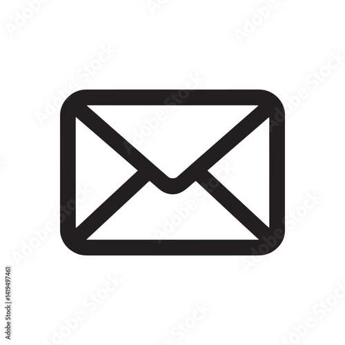 Black Envelope Icon Representing Email, Messaging, and Digital Communication Editable Vector Illustration isolated on a white background