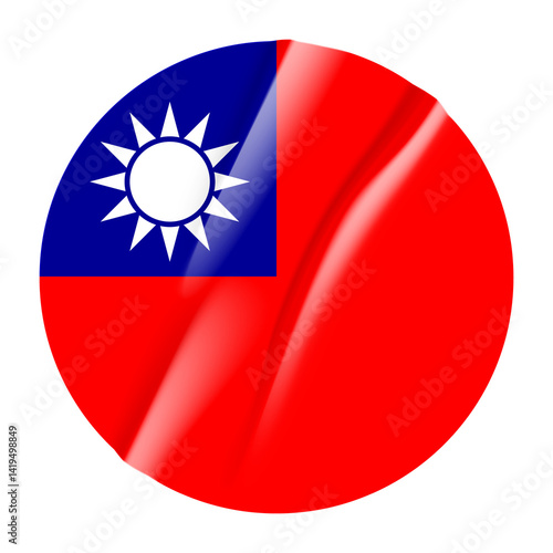Free Download Flag of Taiwan flag round sticker. 3d illustration wrinkled flag sticker patch transparation png - GFXLoad