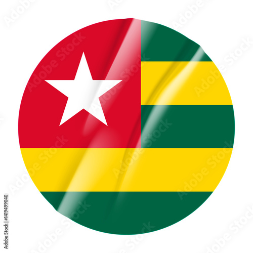 Free Download Flag of Togo flag round sticker. 3d illustration wrinkled flag sticker patch transparation png - GFXLoad