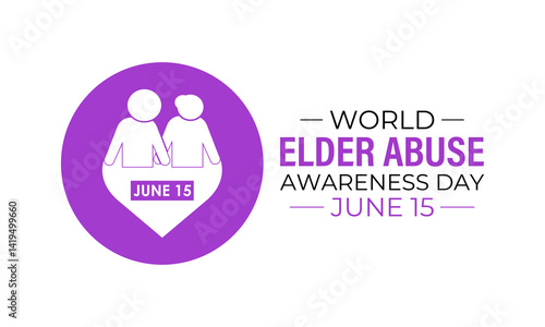 World Elder abuse awareness day is observed every year on June 15. Hand with adult man and Realistic Ribbon. It aims to Promote dignified aging through protection laws  Banner and  background design.