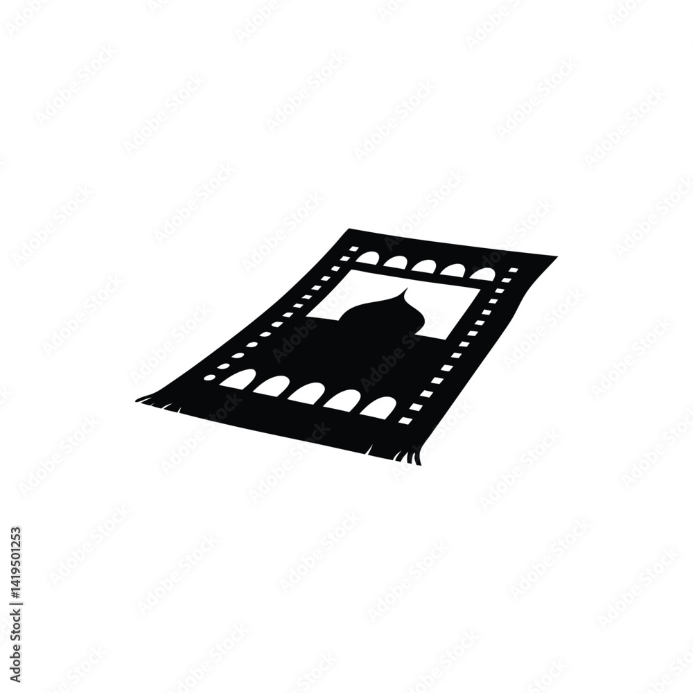 Fototapeta premium Simple black and white silhouette of a prayer mat.
