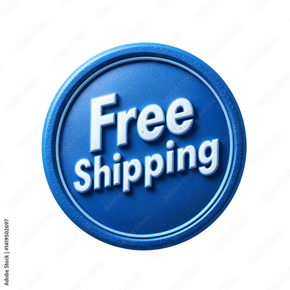 3D Free Shipping Badge PNG - Blue Floating Sticker for Product Pages. 3D Free Shipping Badge PNG - Blue Floating Sticker for Product Pages.
