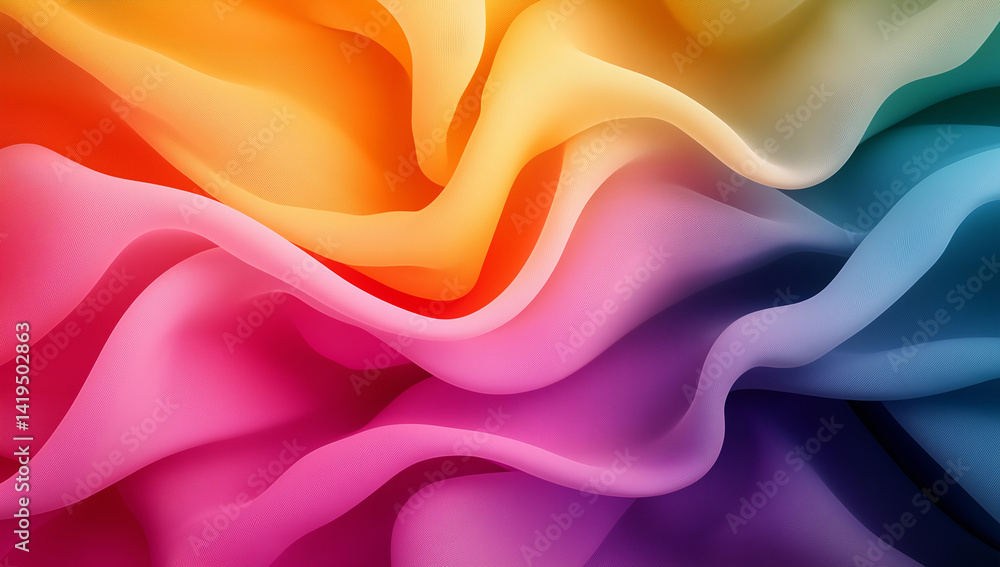 Obraz premium Colorful gradient background with soft curves and smooth waves creates vibrant and dynamic visual experience. blend of colors evokes sense of joy and creativity