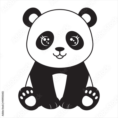 Cute panda cartoon character Vector illustration isolated on white background