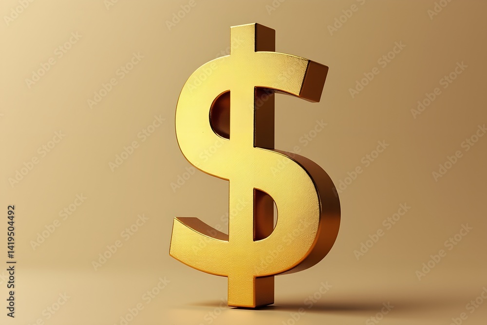 Golden dollar sign symbolizing wealth and finance on a solid golden background Golden dollar sign symbolizing wealth and finance on a solid golden background