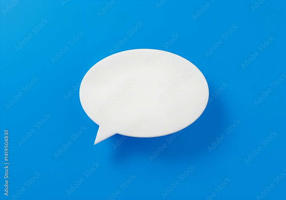 Blank white speech bubble on a vibrant blue background, minimal communication concept Blank white speech bubble on a vibrant blue background, minimal communication concept