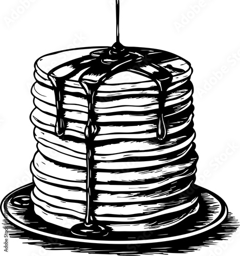 Delicious pancakes stacked high for canada day celebration breakfast table food photography home top view festive feast