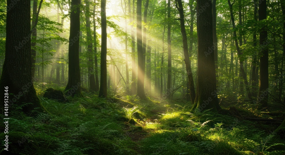 Obraz premium Sunlit Forest Illustration