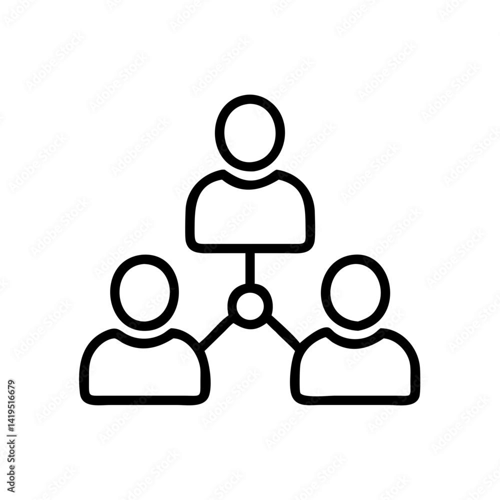 Connection diagram of three people in a network , people on same level Connection diagram of three people in a network , people on same level